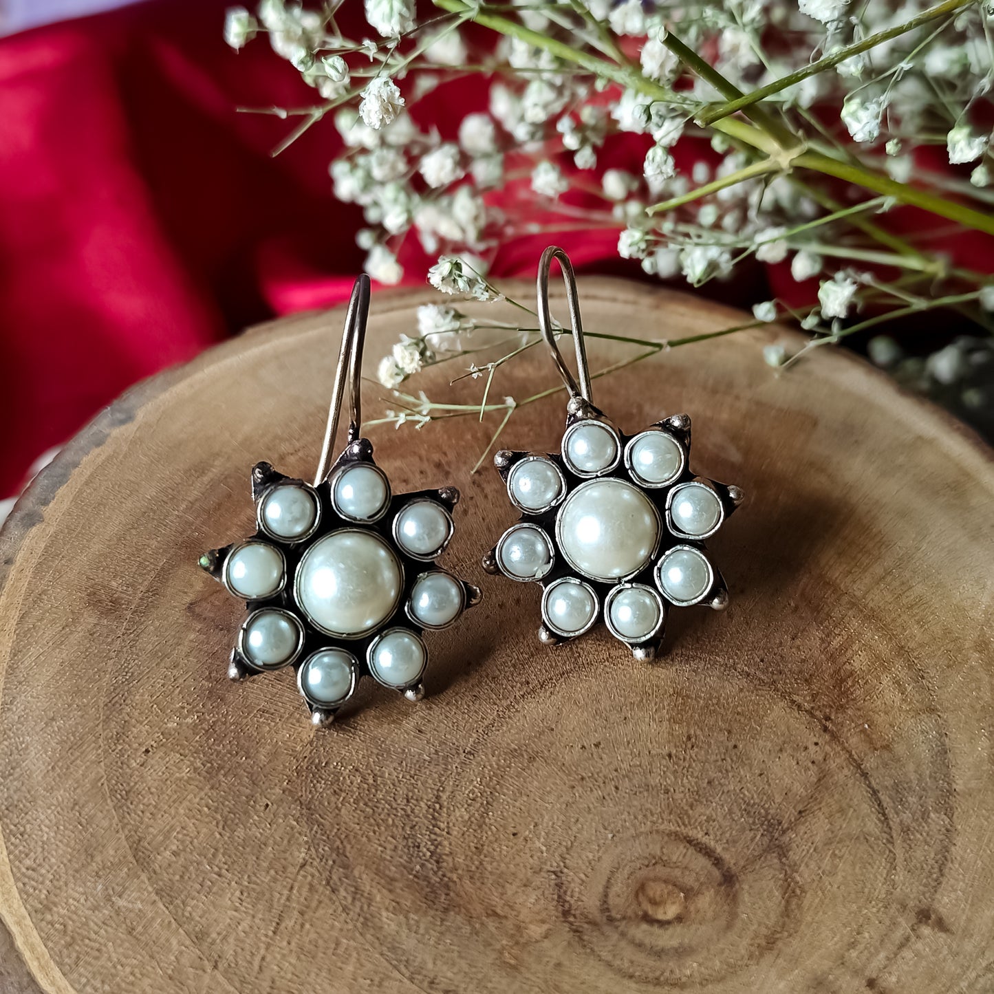 Pearl Floral Drop Earrings