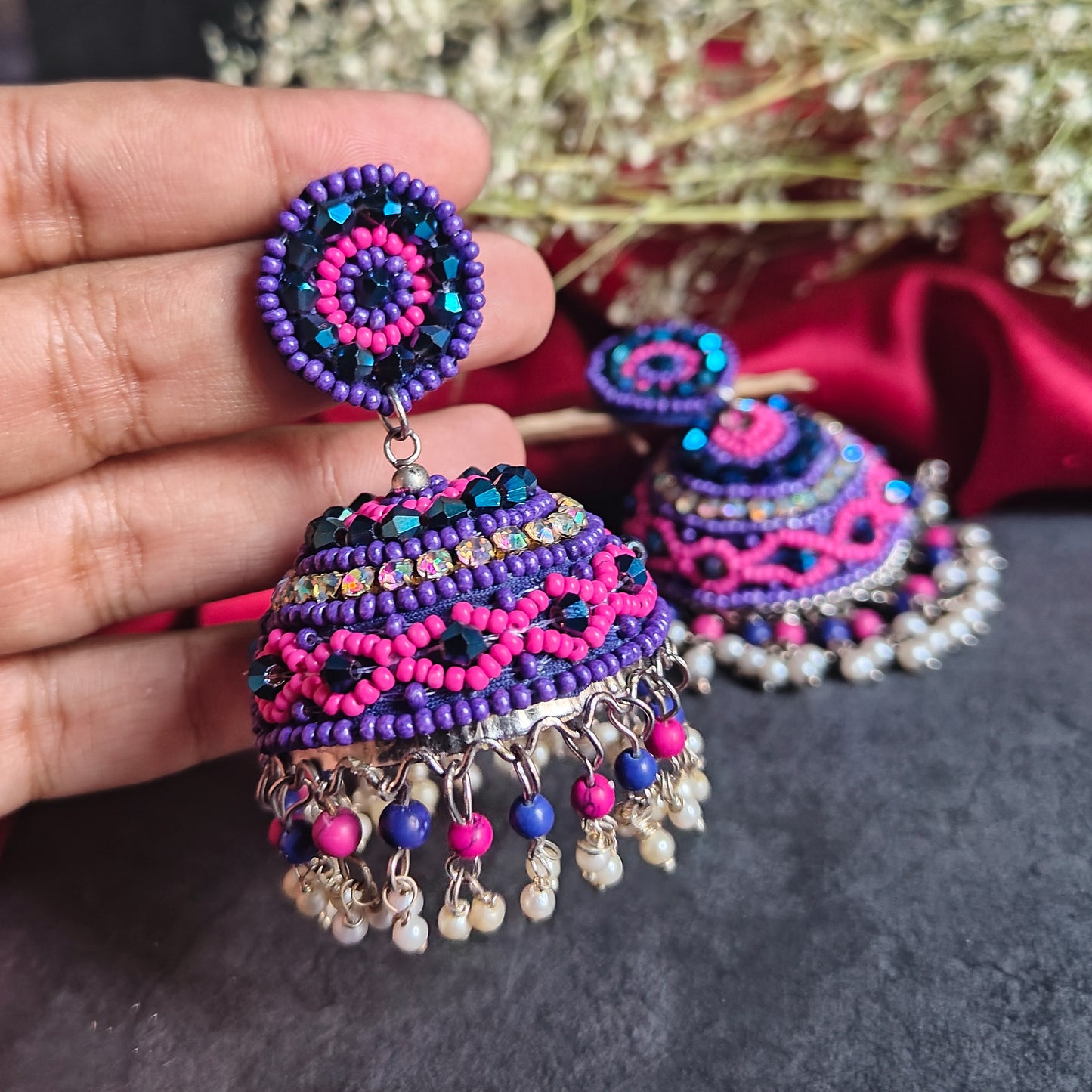 Taaz Fabric Jhumka Earrings