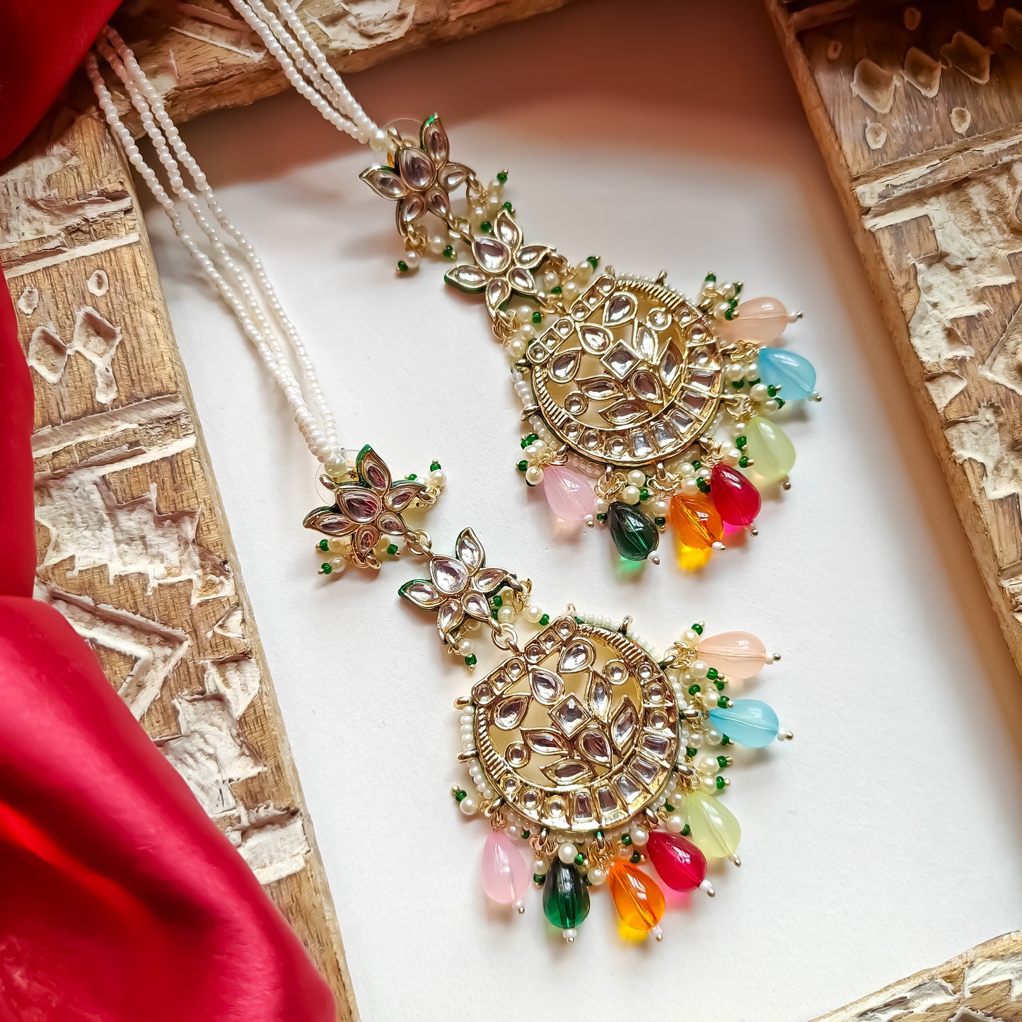 Rehmat Chandbali Earrings with Sahara - Multi
