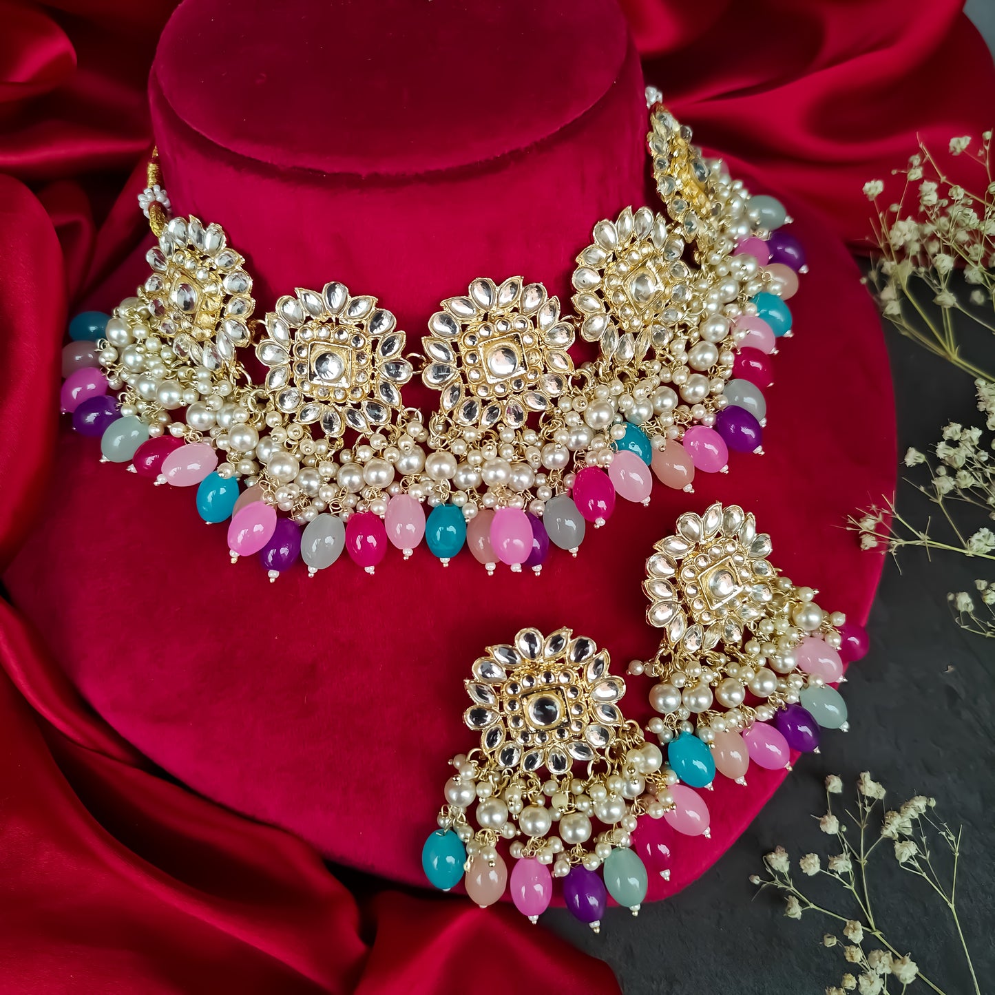 Arshi Kundan Necklace Set Multi