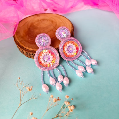 Serah Hand Embroidered Necklace set- Lavender