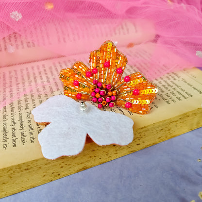Juliana Crystal Hand Embroidered Earrings - Orange