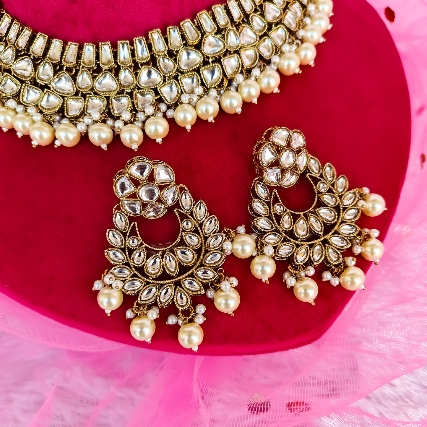 Kisma Dabi UNCUT Kundan Necklace Set - Golden