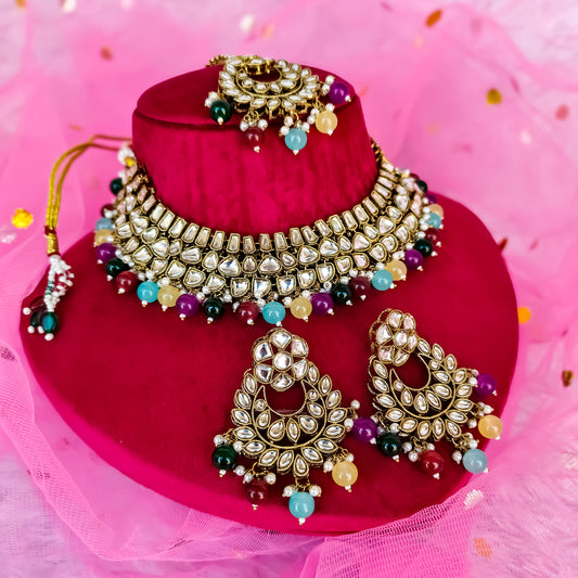 Kisma Dabi UNCUT Kundan Necklace Set - Multi