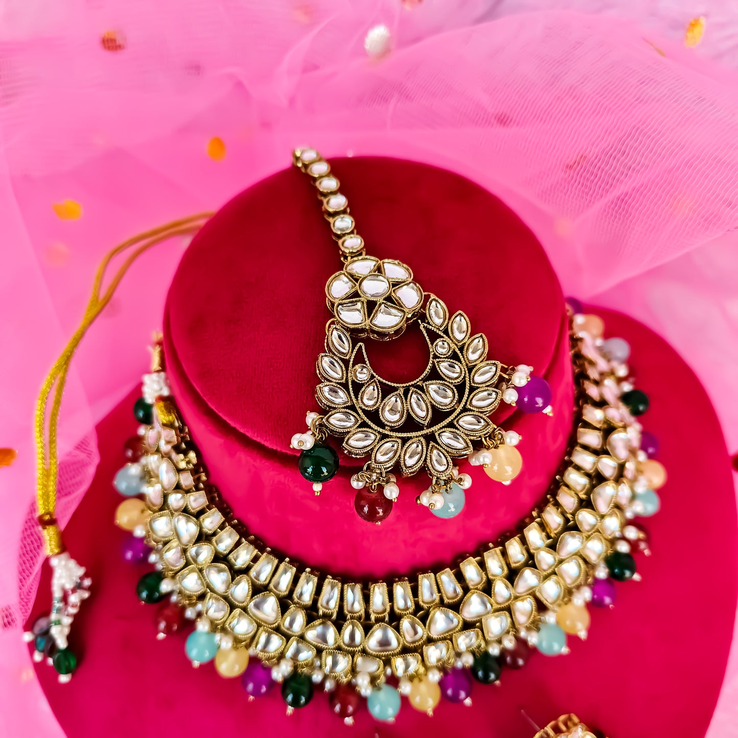 Kisma Dabi UNCUT Kundan Necklace Set - Multi