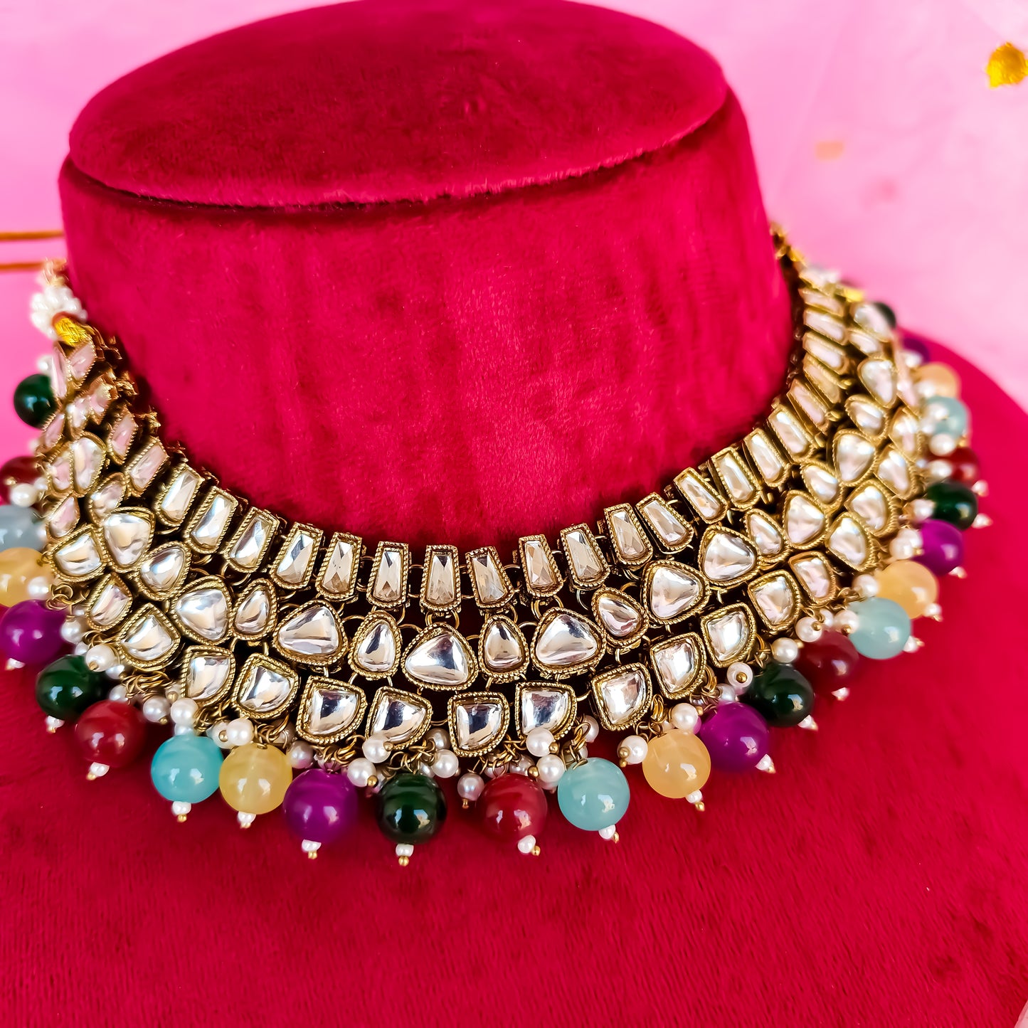 Kisma Dabi UNCUT Kundan Necklace Set - Multi