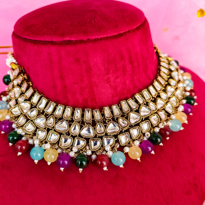 Kisma Dabi UNCUT Kundan Necklace Set - Multi