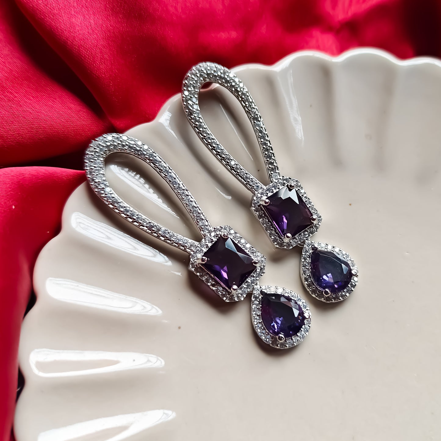 Deepika Inspired AD Necklace Set - Purple