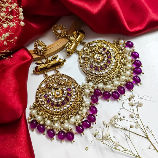 Preet Chandbali Earrings - Purple