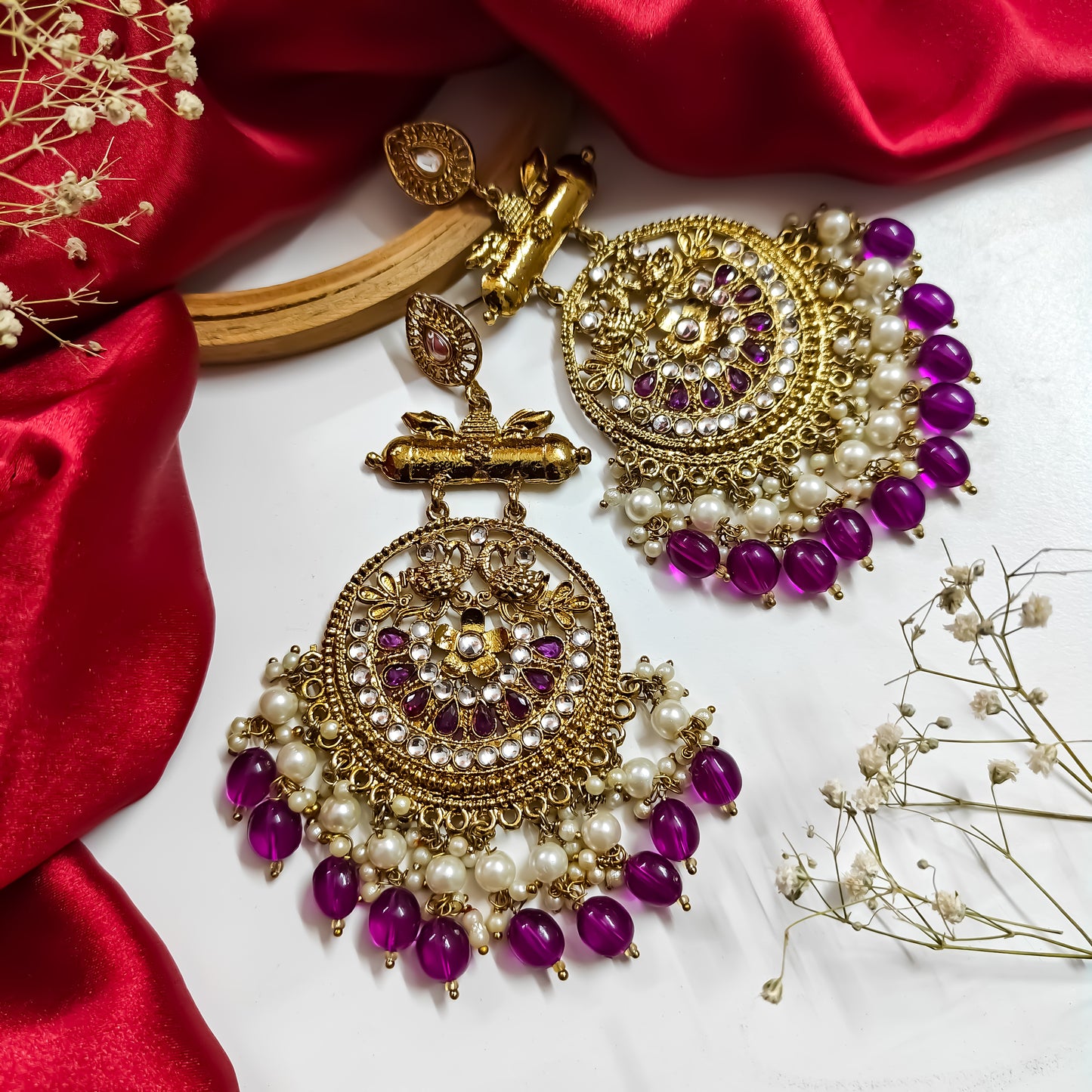 Preet Chandbali Earrings - Purple