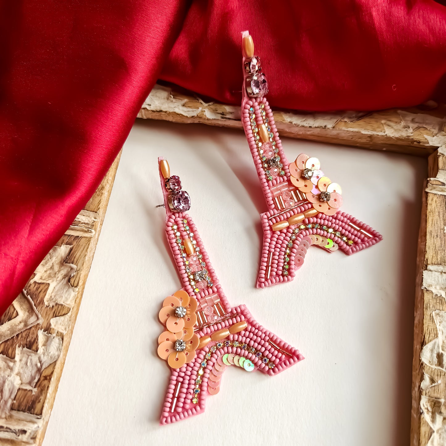 Flaunt Eiffel Tower Hand Embroidered Earrings