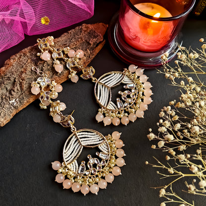 Doli Chandbali Earrings - Peach