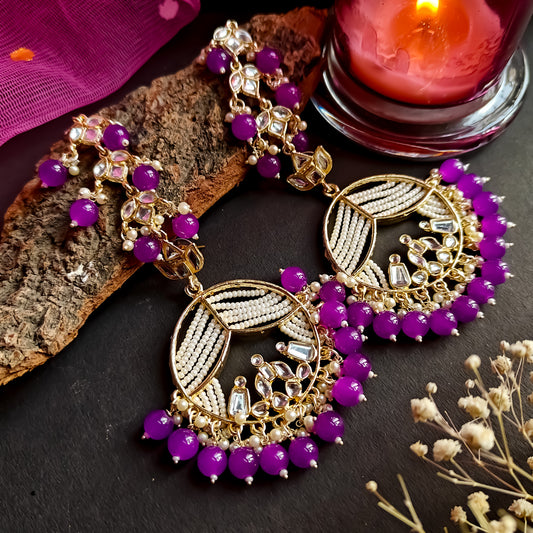 Doli Chandbali Earrings - Purple