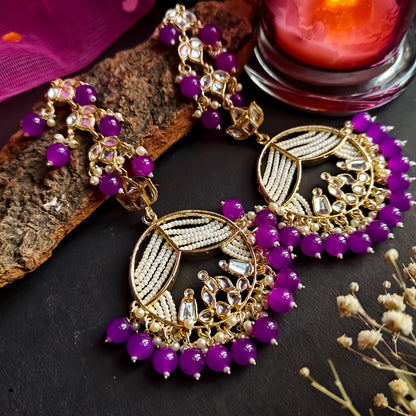 Doli Chandbali Earrings - Purple
