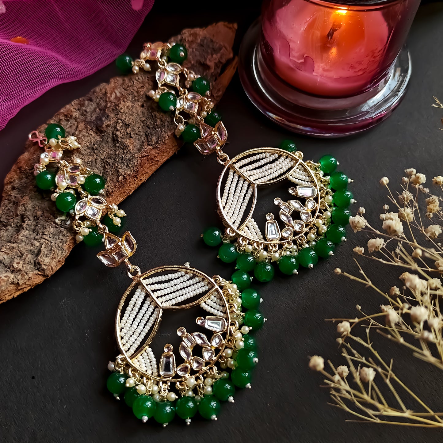 Doli Chandbali Earrings - Green