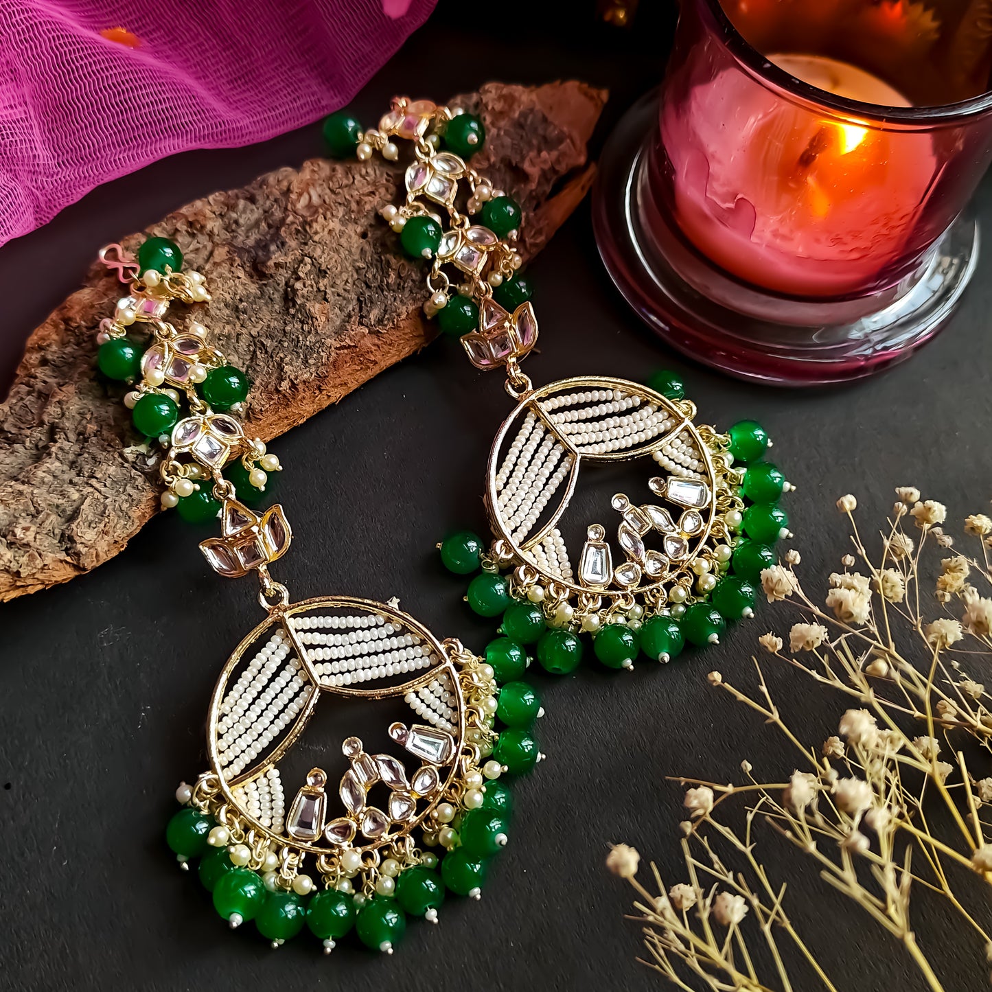 Doli Chandbali Earrings - Green
