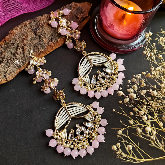 Doli Chandbali Earrings - Baby Pink