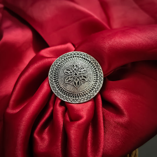 Round Oxidised Adjustable Ring