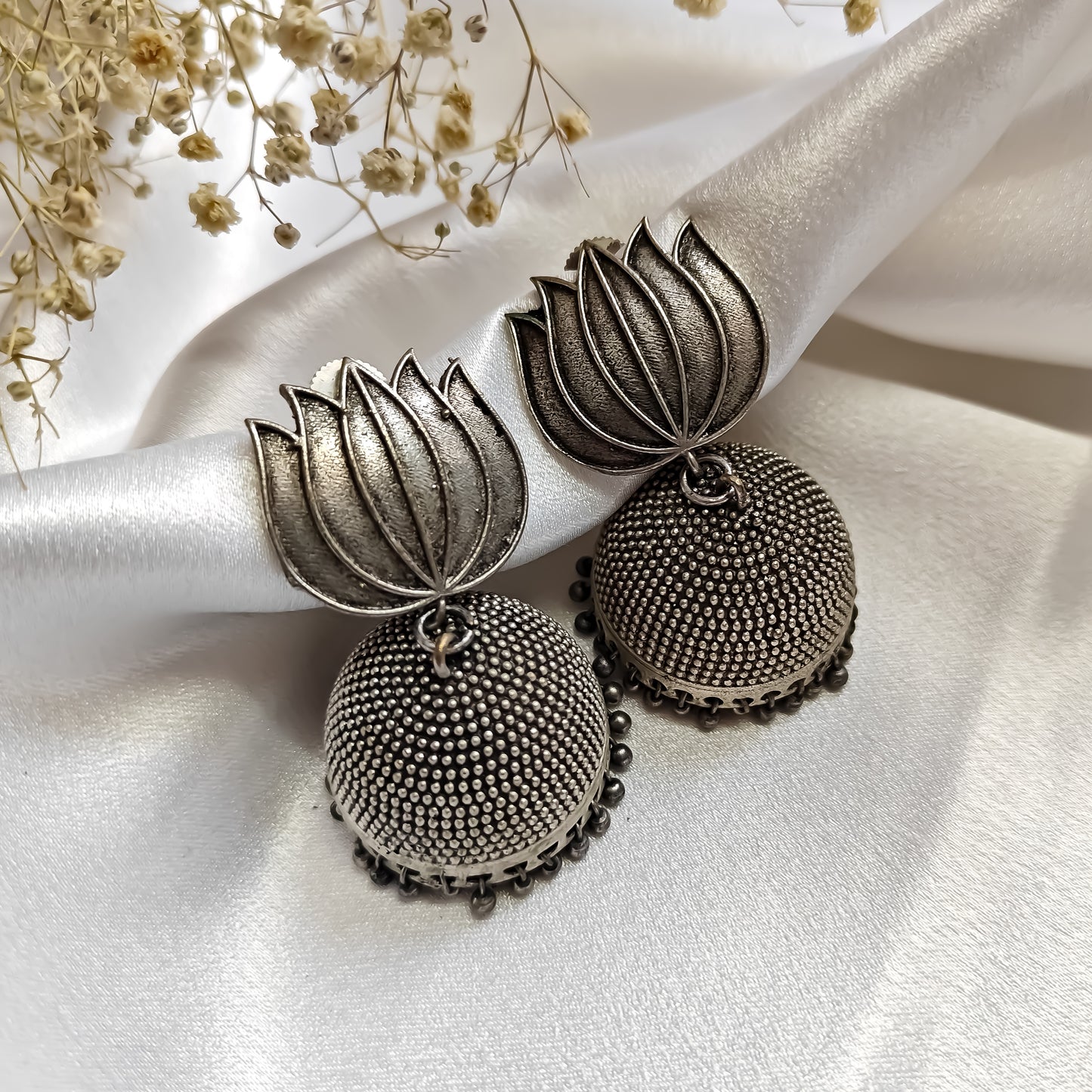 Lotus SLA Brass Jhumka Earrings