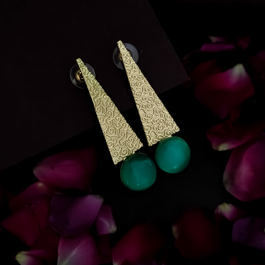 Kimaya Handcrafted Brass Earrings - Pastel Green