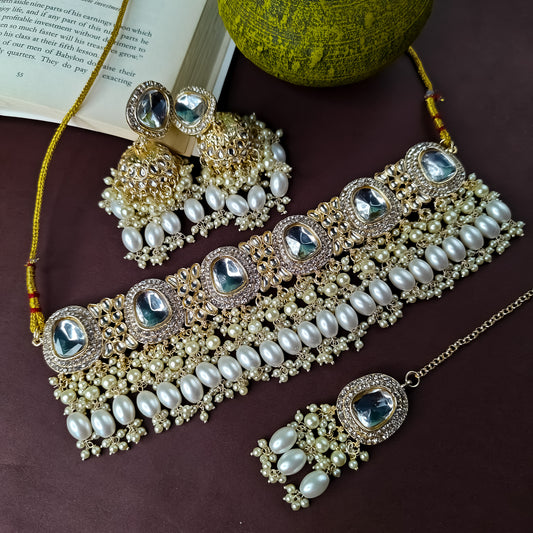 Anika Pearl Necklace Set - Golden