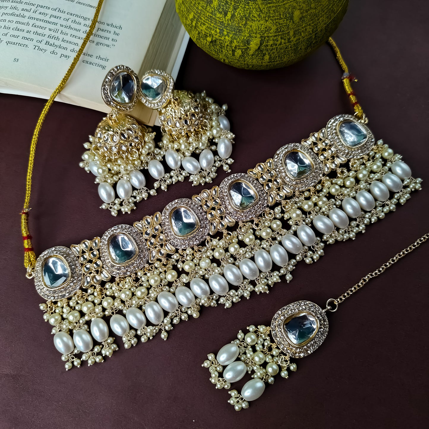 Anika Pearl Necklace Set - Golden