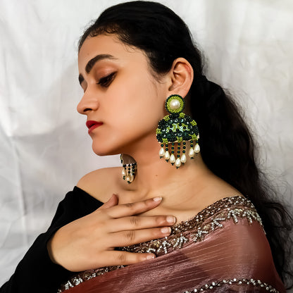 Mridul Handcrafted Earrings- Green Hue