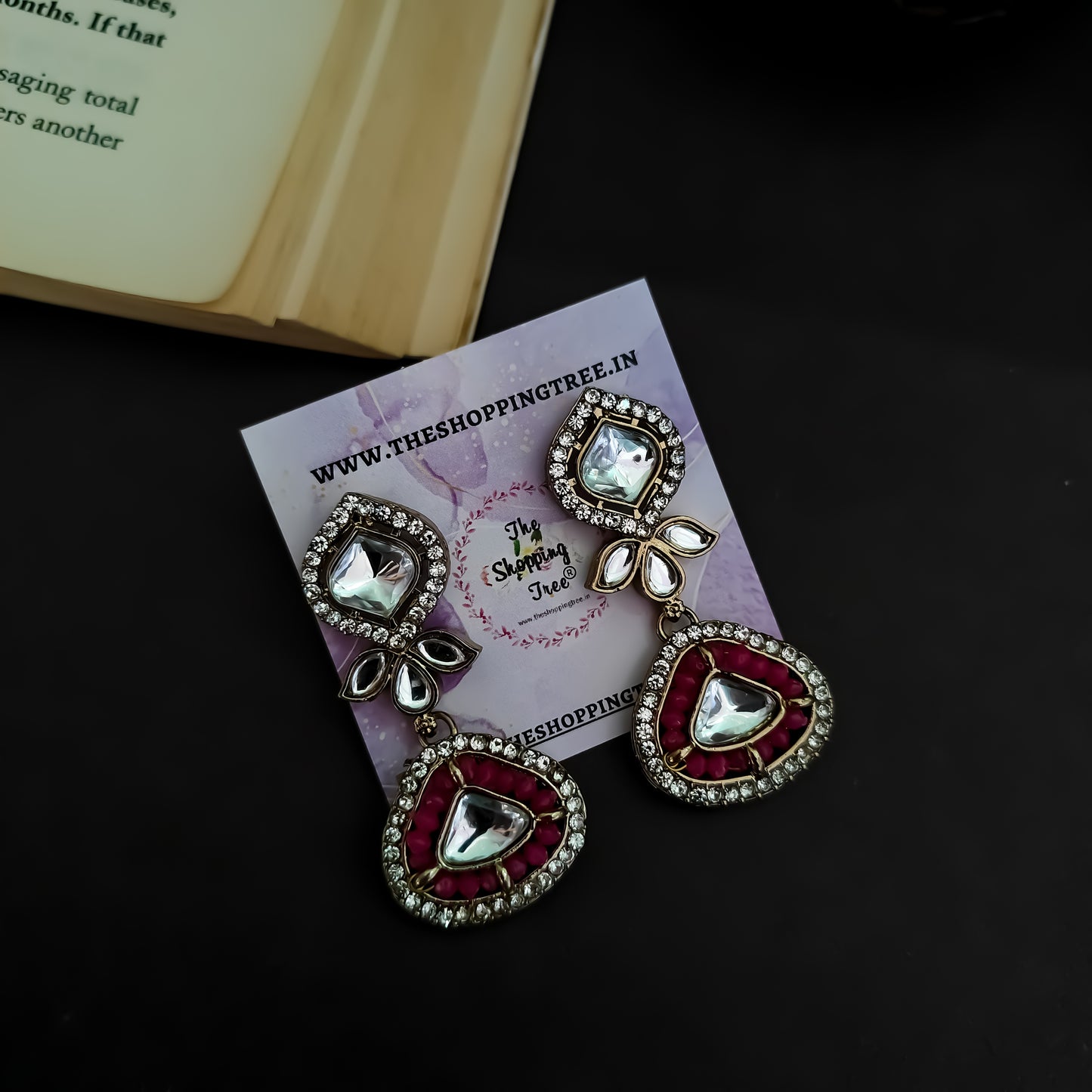 Naina Kundan Necklace Set - Hot Pink