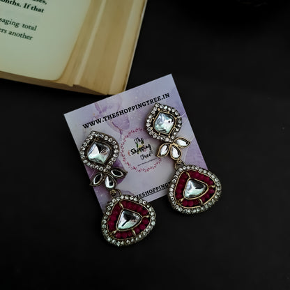 Naina Kundan Necklace Set - Hot Pink