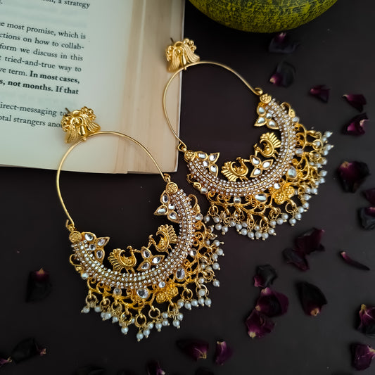 Netra Golden Chandbali Earrings - Golden