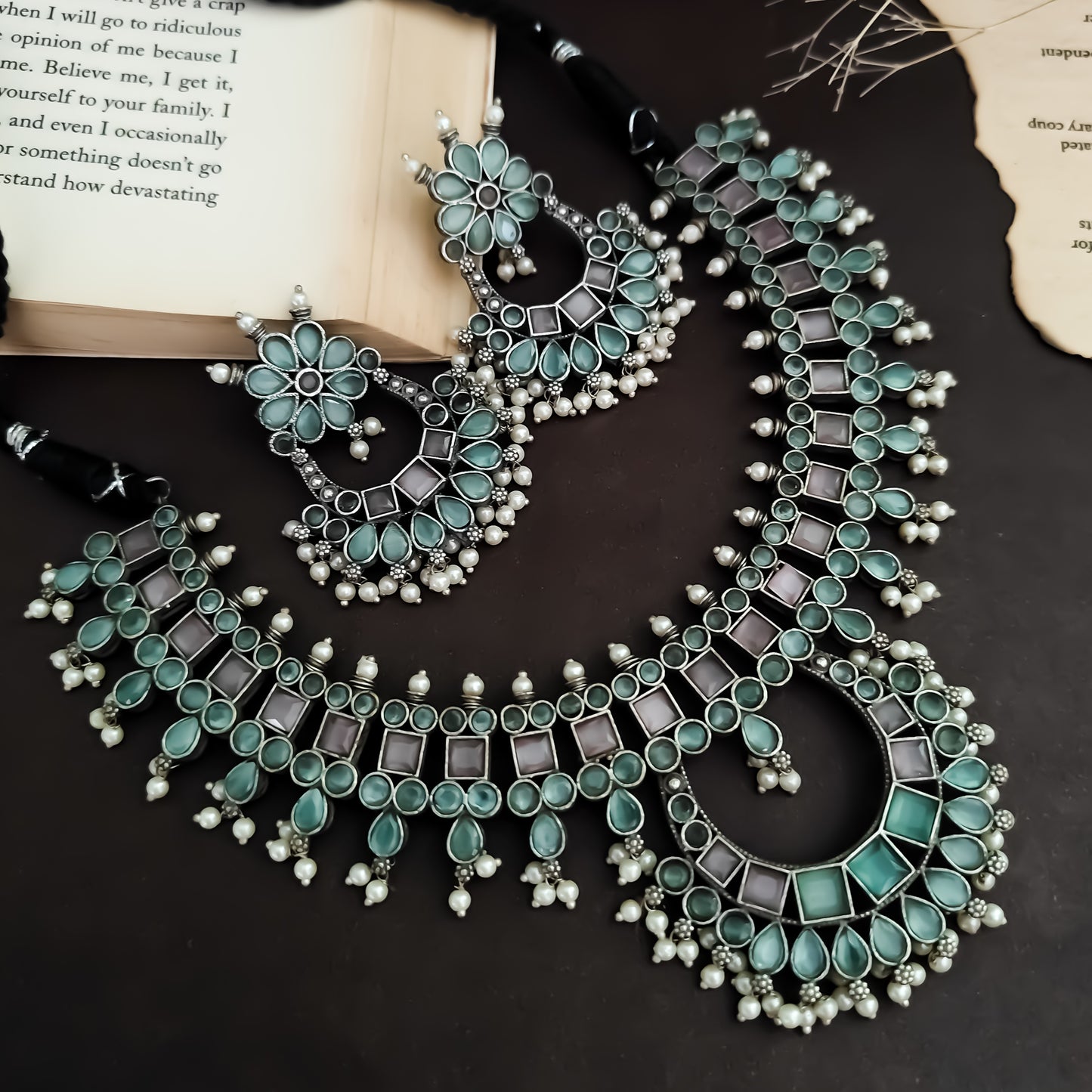 Dalia AAA Zircon Brass Necklace Set- Pastel Hue