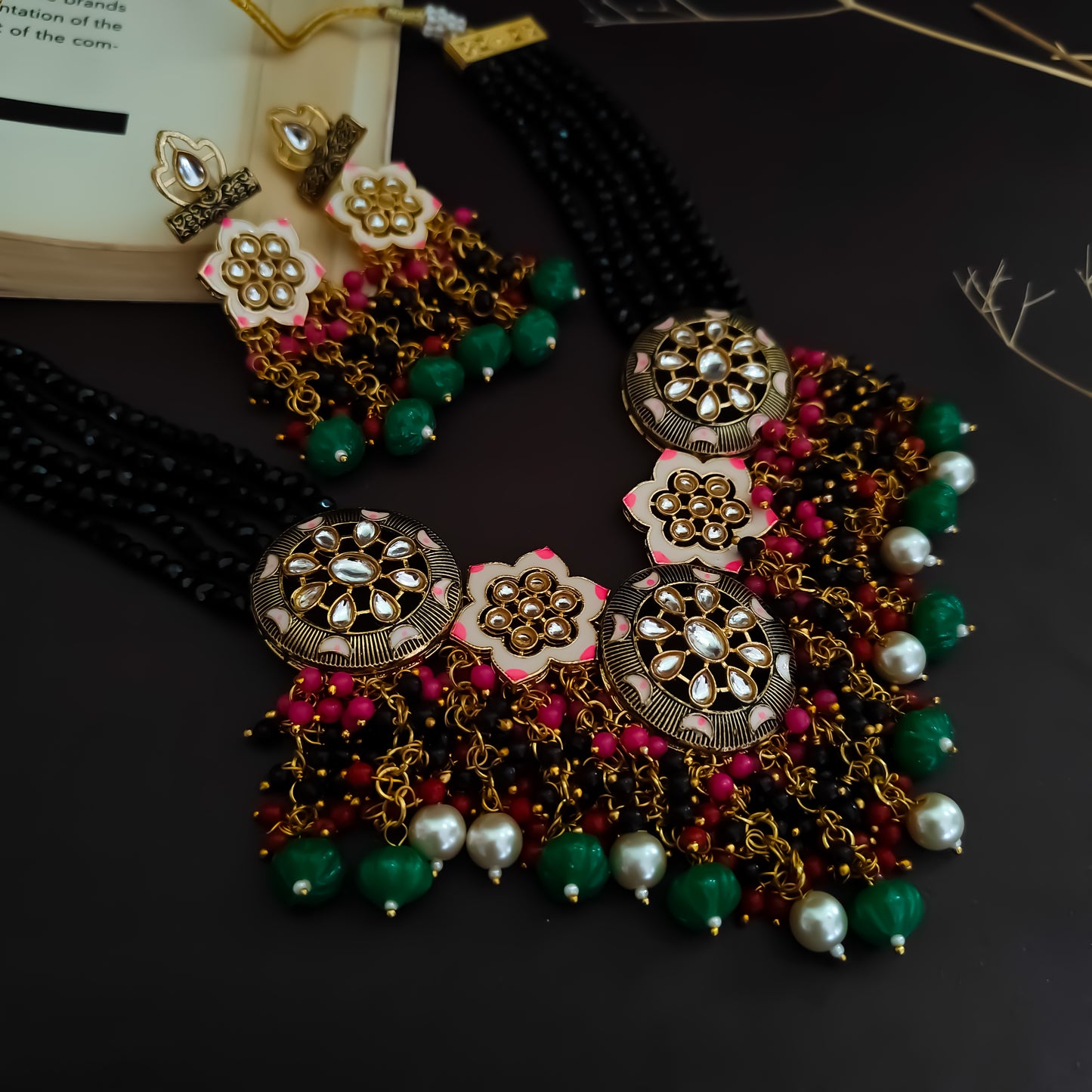Nibha Pearl Necklace Set - Black Pearl