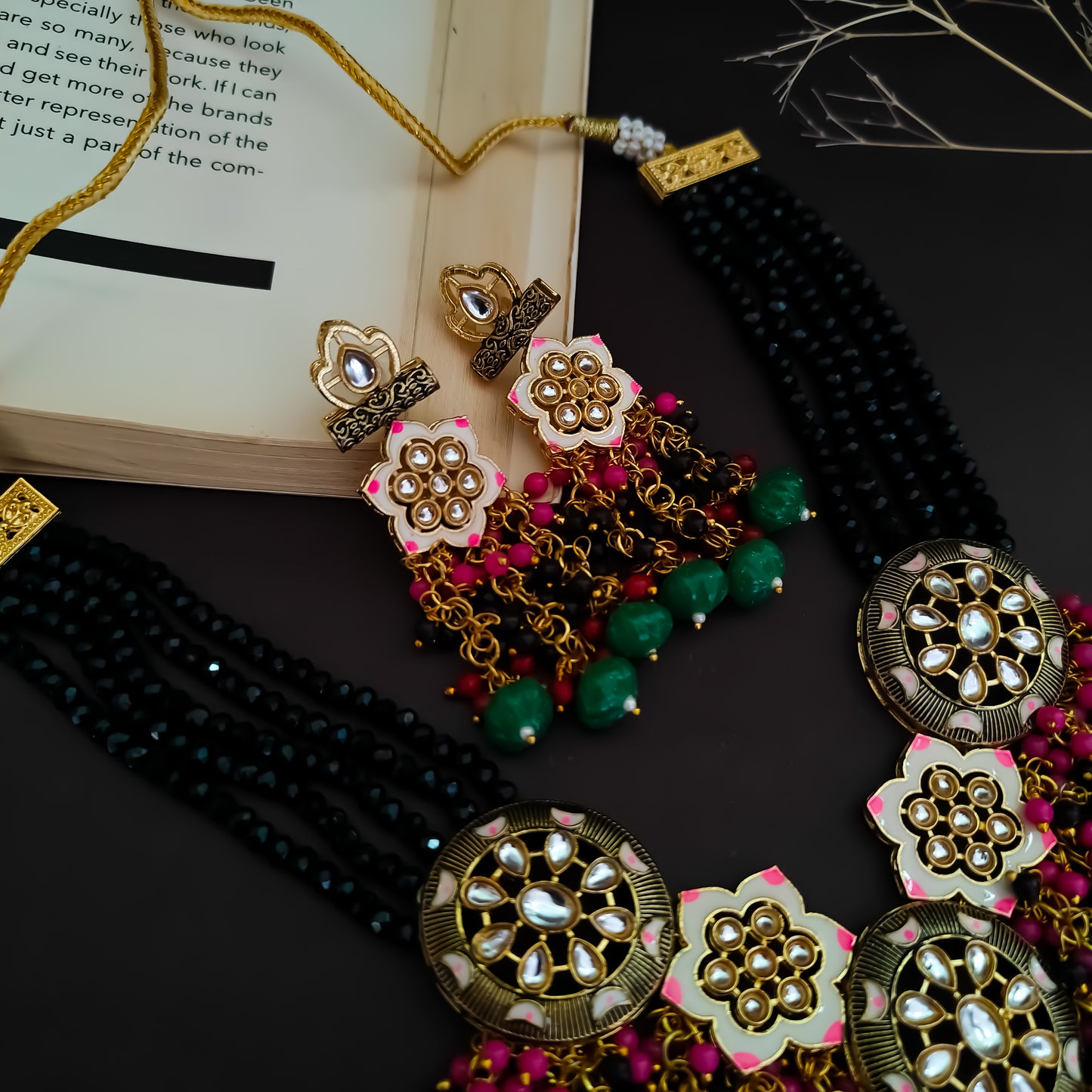 Nibha Pearl Necklace Set - Black Pearl