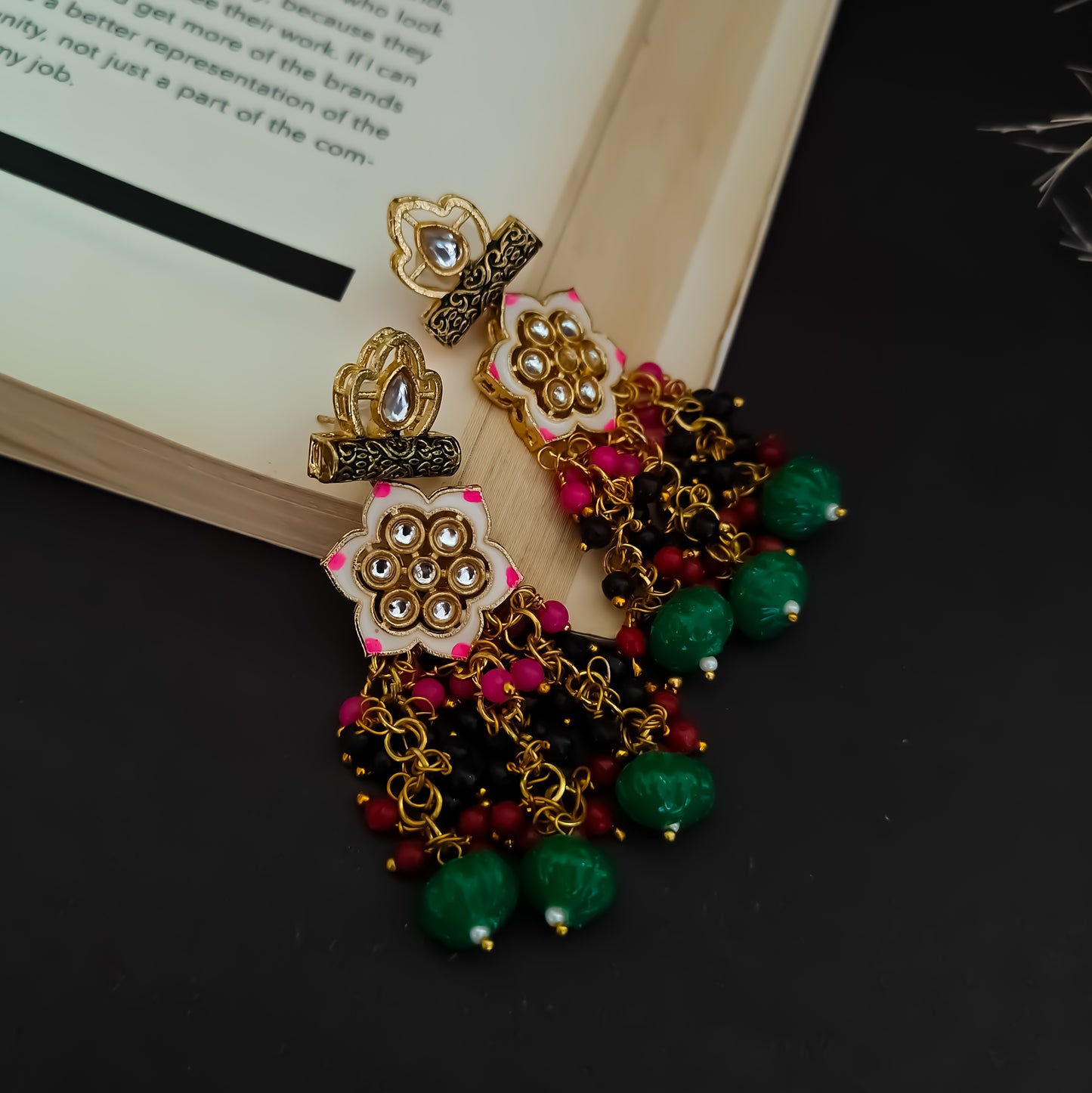 Nibha Pearl Necklace Set - Black Pearl