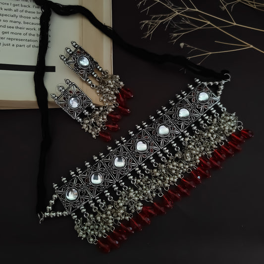 Missa Mogra Necklace Set - Red