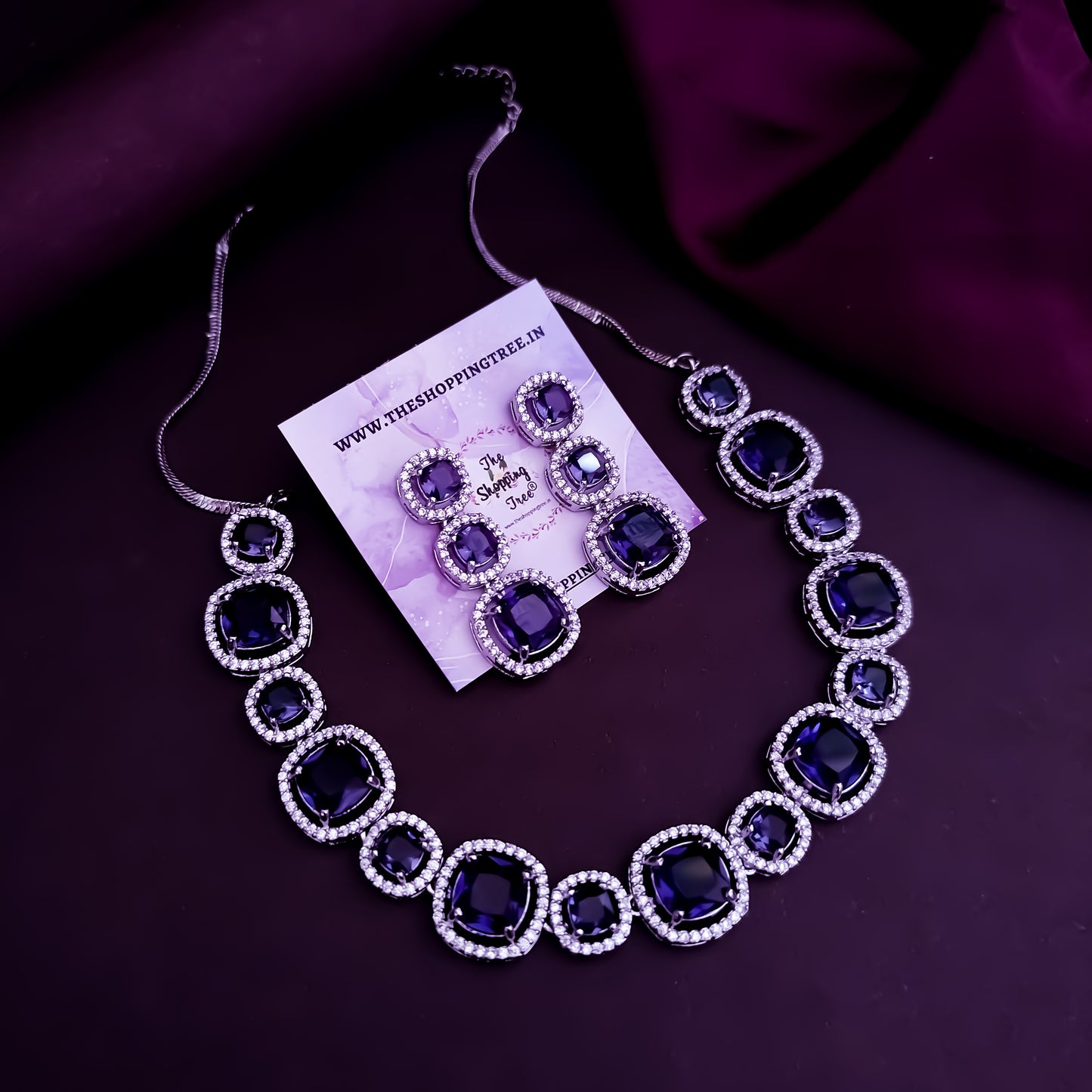 Rhea AD Necklace Set - Purple