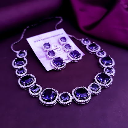 Rhea AD Necklace Set - Purple