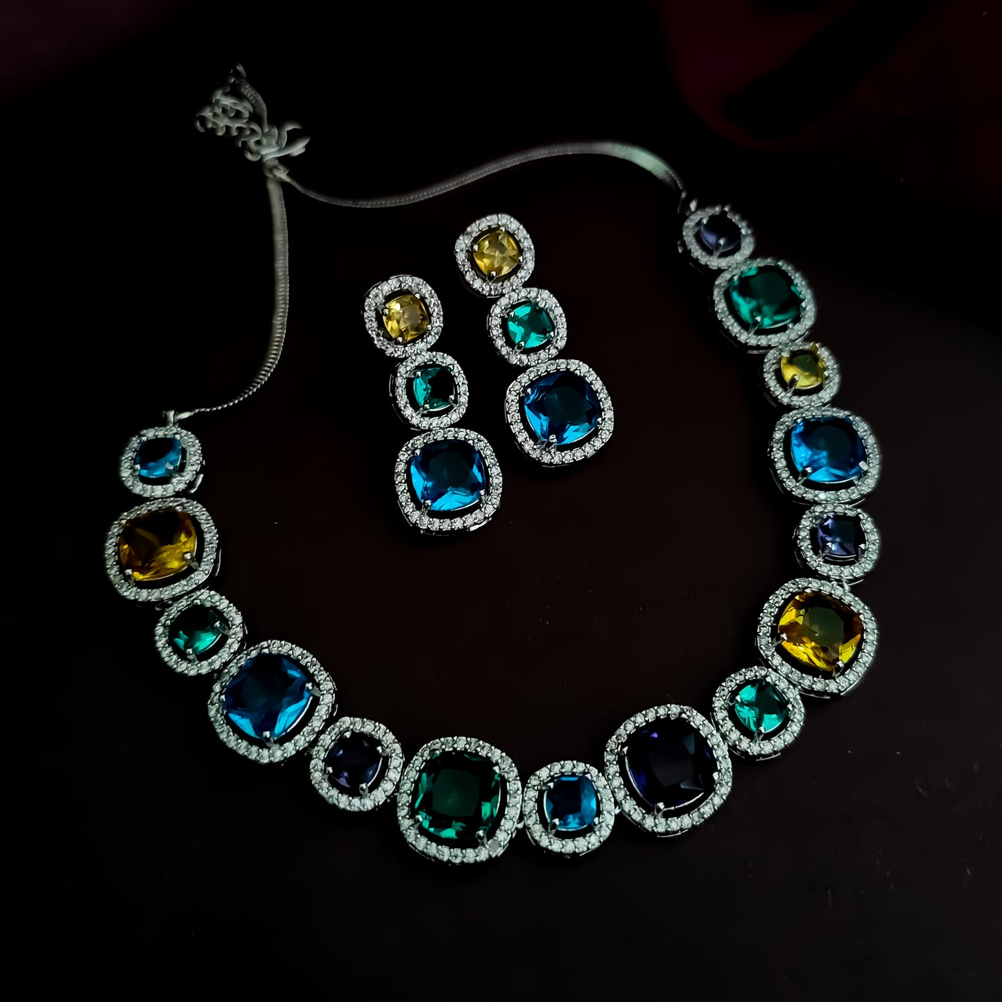 Rhea AD Necklace Set - Multi (Assorted Ad Colors )
