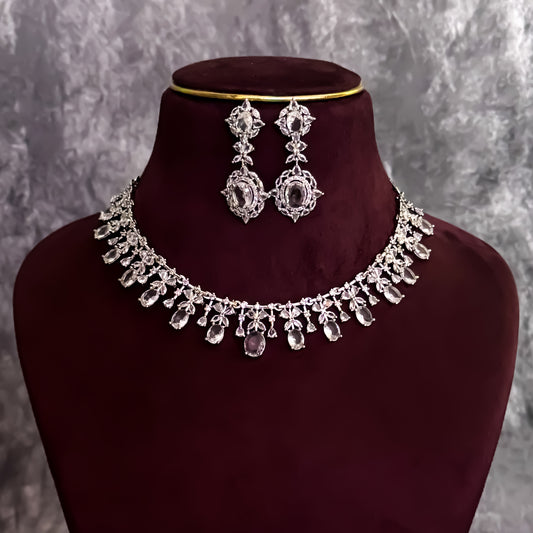 Charlotte American Diamond Necklace Set - Crystal White