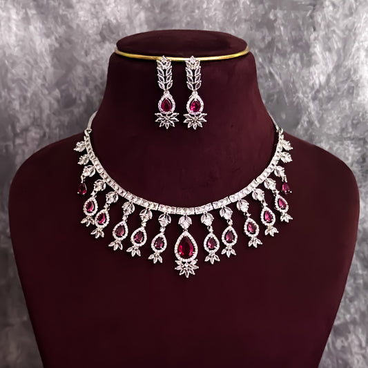 Nilofer AD Necklace Set - Ruby