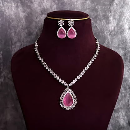 Elena Luxury AD Necklace Set Pastel Pink