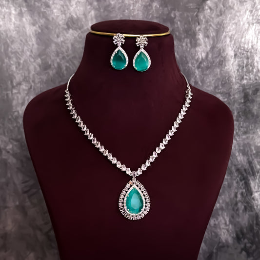 Elena Luxury AD Necklace Set Pastel Green
