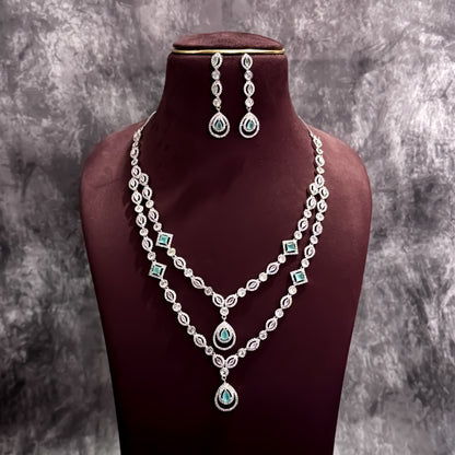 Jaesica Double Layer AD Necklace Set