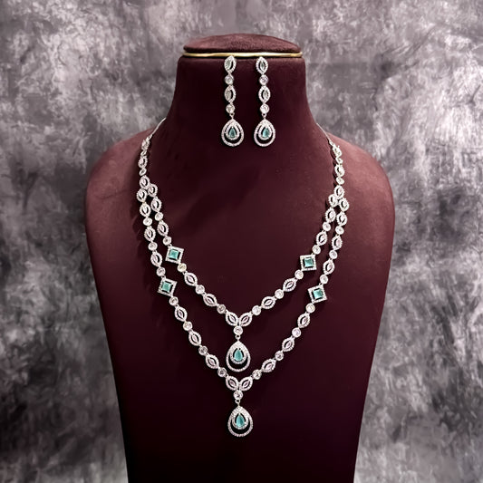 Jaesica Double Layer AD Necklace Set