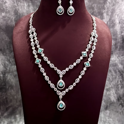 Jaesica Double Layer AD Necklace Set