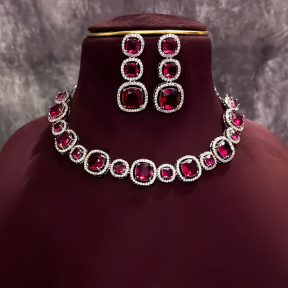 Rhea AD Necklace Set - Ruby Red