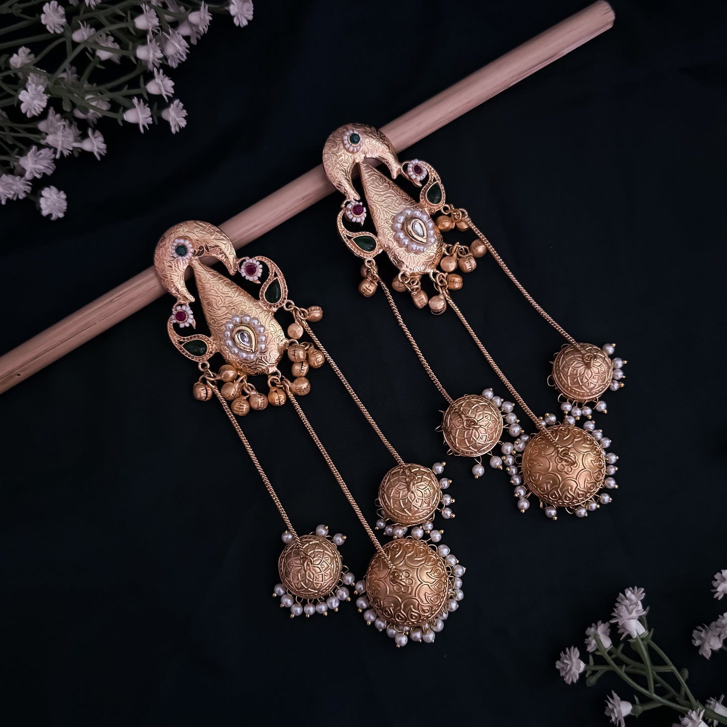 Lavanya Kashmiri Brass Ghunghroo Chandbali Jhumka Earrings