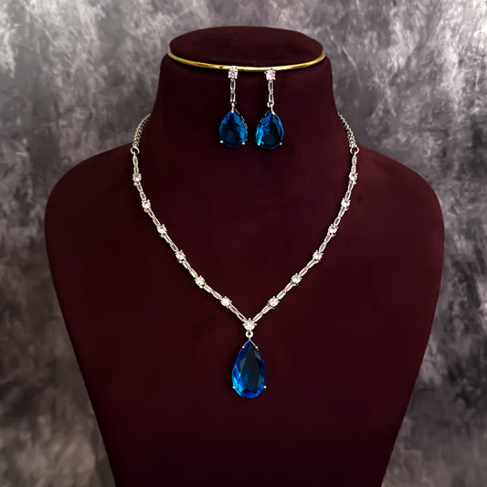 Sara Inspired AD Necklace Set- Aqua Blue