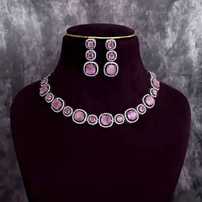 Rhea AD Necklace Set - Pastel Pink