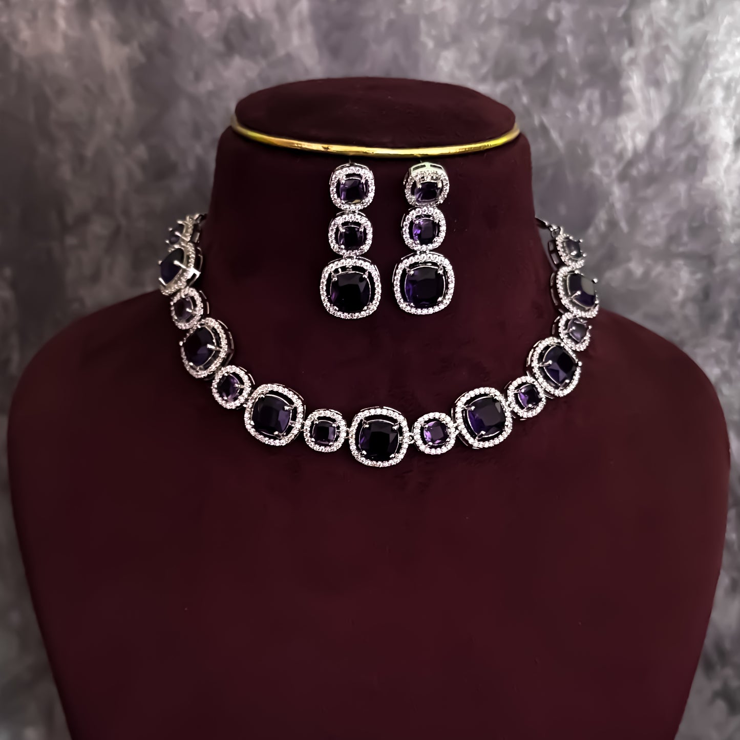 Rhea AD Necklace Set - Purple
